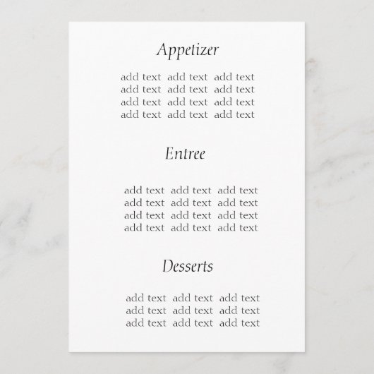 Speisekarte zum Abendessen. Blume pur Menükarte (Rückseite)