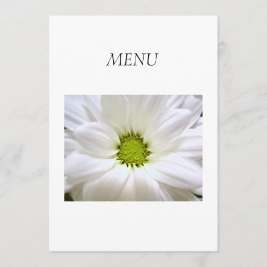 Speisekarte zum Abendessen. Blume pur Menükarte (Vorderseite)