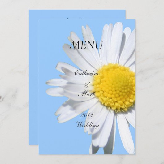 Speisekarte zum Abendessen, daisy Blume Menükarte (Vorne/Hinten)