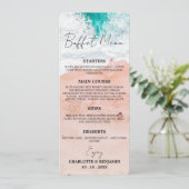 Speisekarte zum Hochzeitsbuffet am tropischen Küst Menükarte (Stehend Vorderseite)