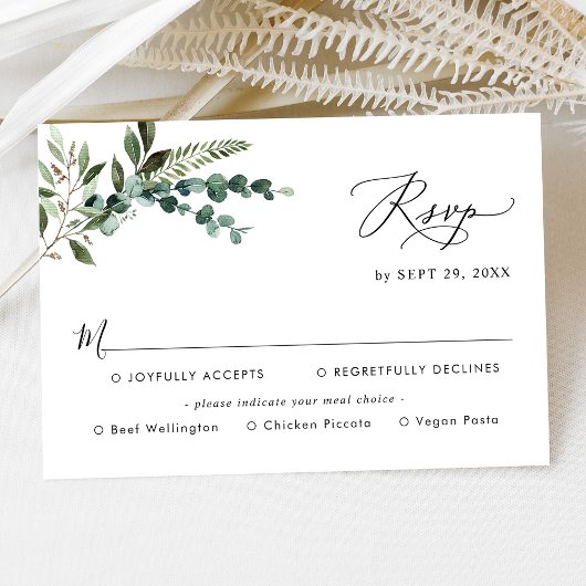 Speisen Einfache Hochzeit im Grünen RSVP Karte