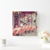 Speisen im Paris-Al-Fresko Quadratische Wanduhr (Zuhause)