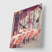 Speisen im Paris-Al-Fresko Quadratische Wanduhr (Winkel)