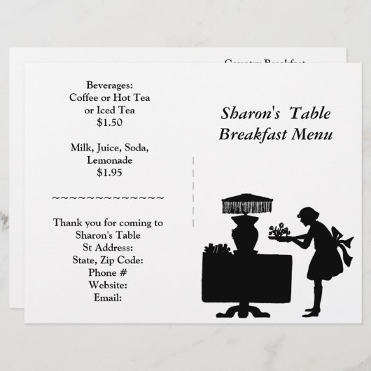 Speisen im Restaurant, Frühstück Menü individuell (Vorne/Hinten)