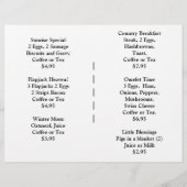 Speisen im Restaurant, Frühstück Menü individuell (Rückseite)