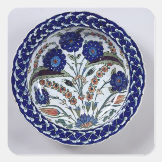 Speisen mit Blumendekoration, Iznik Quadratischer Aufkleber (Vorderseite)