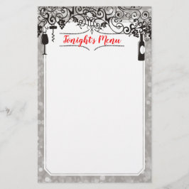 Speisen und Weine kosten Speisekarte Briefpapier