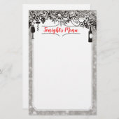 Speisen und Weine kosten Speisekarte Briefpapier (Vorne/Hinten)