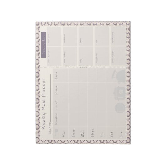 Speiseplaner Lila Geo Notizblock (Rotiert)