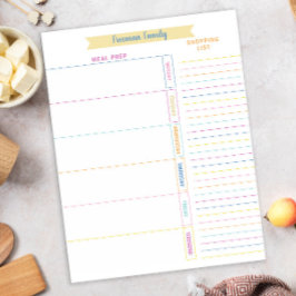 Speiseplaner und Einkaufsliste farbenfroher Regenb Notizblock