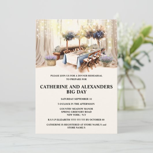 Speiseraum im Freien Elegantes Licht Einladung (Stehend Vorderseite)