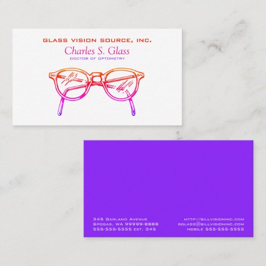 Spektakel Augenbrauen Optische Sehschärfe Visitenkarte (Vorne/Hinten)