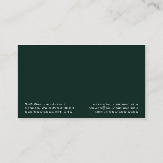 Spektakel Optische Sehvision-Grüntöne für Augenbra Visitenkarte (Rückseite)