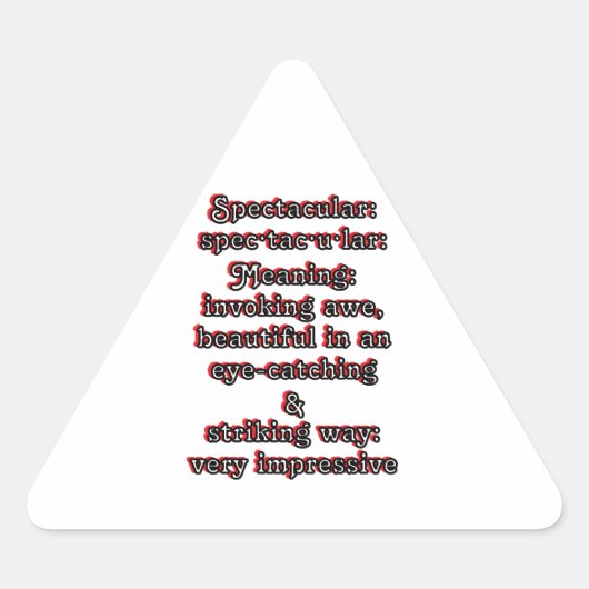 Spektakulär: Definition ・ tac ・ ・ Dreieckiger Aufkleber (Vorderseite)