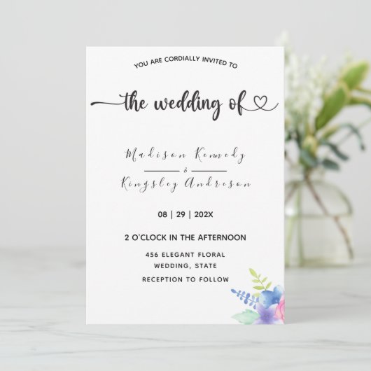 Spektakulär einfach Elegant Luxuriös floral Einladung (Stehend Vorderseite)