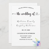 Spektakulär einfach Elegant Luxuriös floral Einladung (Vorne/Hinten)