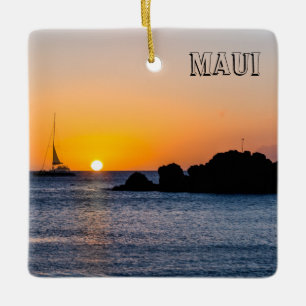 Spektakuläre Maui-Sonnenuntergänge, Quadratisches, Keramikornament
