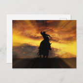 Spektakuläre Roping Cowboy Horse Steer und Sunset Postkarte (Vorne/Hinten)