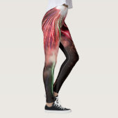 Spektakuläre rote grüne Feuerwerke Abstrakter schw Leggings (Rechts)
