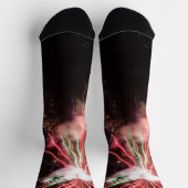 Spektakuläre rote grüne Feuerwerke Abstrakter schw Socken (Oben)