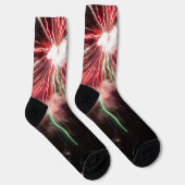 Spektakuläre rote grüne Feuerwerke Abstrakter schw Socken (Rechts)