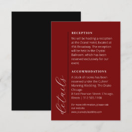 Spektakuläre Schwarz-Rot-Hochzeit Begleitkarte