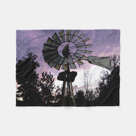 spektakuläre Watercolor Windmill Abend Scene Fleecedecke (Vorderseite (Horizontal))