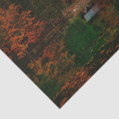 Spektakulärer Herbstwald mit Hütte und See Seidenpapier (Ausschnitt)