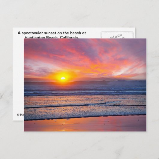 Spektakulärer Sonnenuntergang am Huntington Beach Postkarte (Vorne/Hinten)