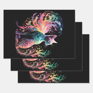 Spektrale, holografische Katze: Ein Prisma der Ele Geschenkpapier Set