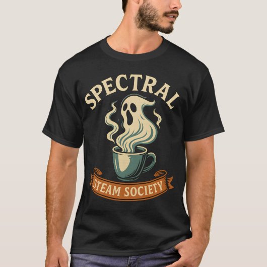 Spektrale Steam Society Ghost-Kaffee Hallowee N T-Shirt (Vorderseite)
