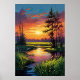 Spektraler Sonnenuntergang, Magie der digitalen Ku Poster