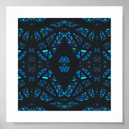 Spektrales Blau Abstrakt Gouache Kunst Poster