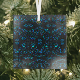 Spektrales Blau-Schwarze Abstrakte Gouache-Kunst Ornament Aus Glas
