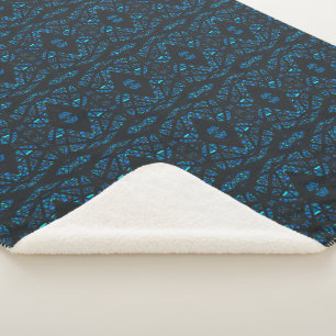 Spektrales Blau-Schwarze Abstrakte Gouache-Kunst Sherpadecke