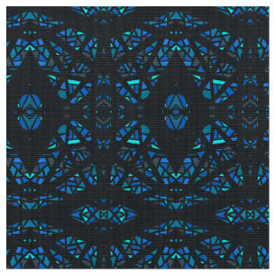 Spektrales Blau-Schwarze Abstrakte Gouache-Kunst Stoff