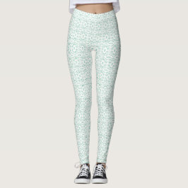 Spektrales Grün Weiß Abstrakt Gouache Kunst Leggings