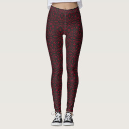 Spektrales Rot-Schwarz-Abstrakt Gouache-Kunst Leggings