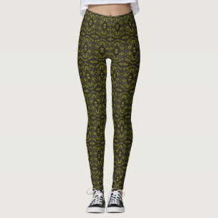 Spektroskopisches Gelb Schwarze Abstrakte Gouache- Leggings