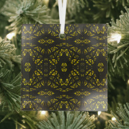 Spektroskopisches Gelb Schwarze Abstrakte Gouache- Ornament Aus Glas