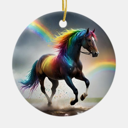 Spektrum der Grace: Regenbogenroh unter Regenbogen Keramik Ornament (Vorne)
