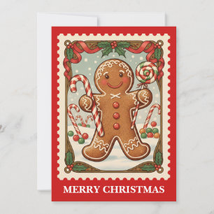 Spekulatius-Männchen Retro Postage Briefmarke We Feiertagskarte