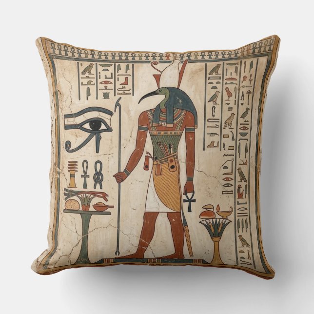 Spell of Djehuty: Thoth-Magus Ancient Egyptian Kissen (Vorderseite)