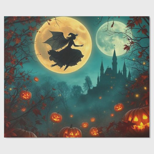 Spellbinding Wicked Halloween Moon Wrap 🌕 Geschenkpapier (Flach)