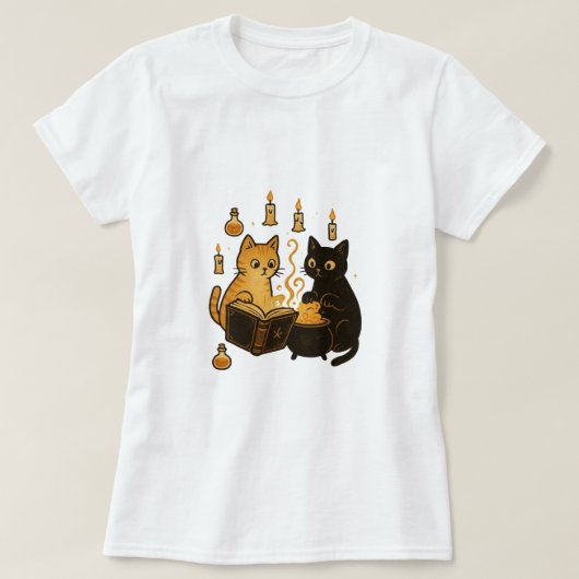 Spellbook & Cauldron Cats T-Shirt (Design vorne)