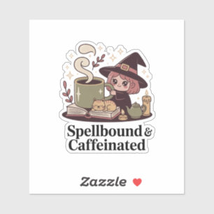 Spellbound & coffeinated — Gemütlicher Hexentee Aufkleber