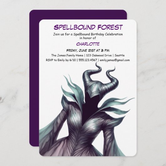 Spellbound Forest – Dark Fairy Birthday Party  Einladung (Vorne/Hinten)