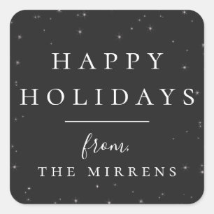 Spellbound Winter   Schwarzer Festtagsaufkleber Quadratischer Aufkleber