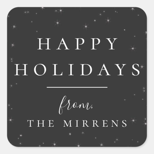 Spellbound Winter | Schwarzer Festtagsaufkleber Quadratischer Aufkleber (Vorderseite)