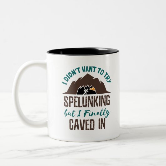 Spelunkener Höhlenforscher Zweifarbige Tasse (Links)